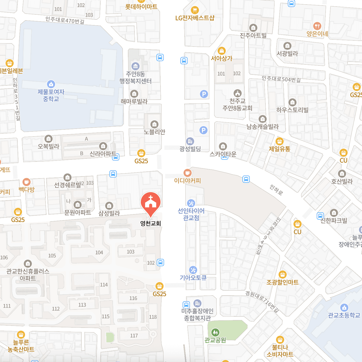 교회 위치 지도